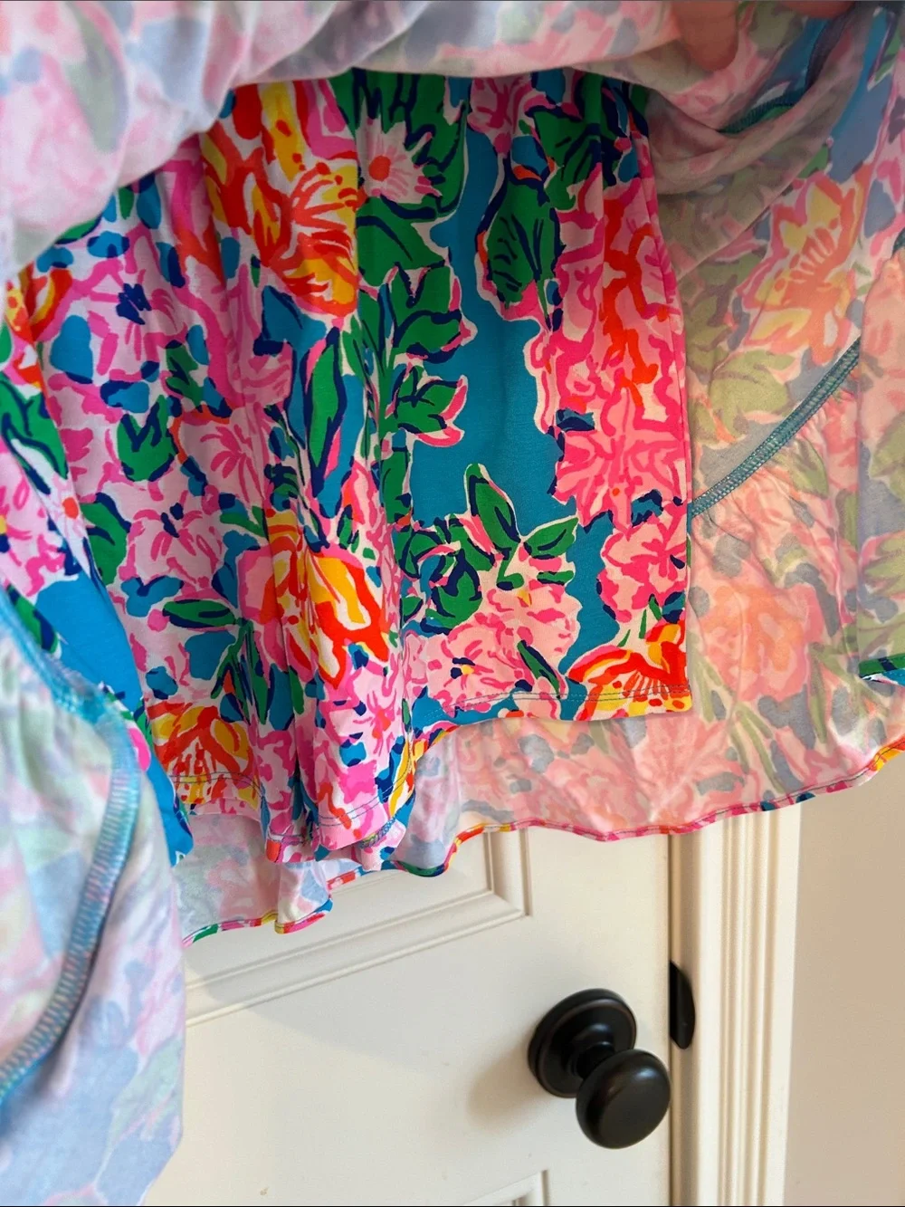 Lilly Pulitzer Peggy Pink Rose and Teal Floral Long Sleeve Romper Sz M - Picture 6 of 9